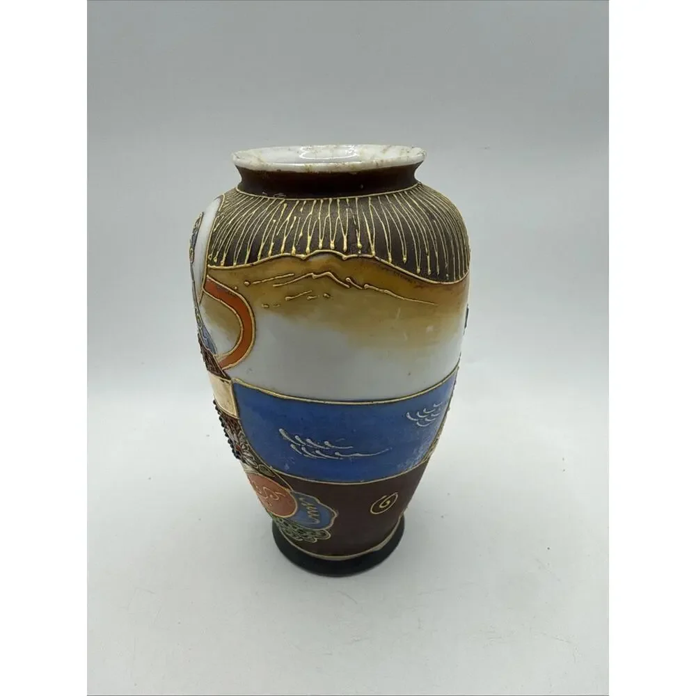 Vintage Japan Nagoya Moriage Geisha Porcelain Vase Hand Painted 5” *